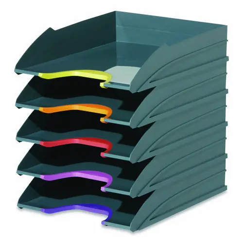 Durable® VARICOLOR 5-Compartment Stackable Plastic Letter Tray Set, Anthracite Gray