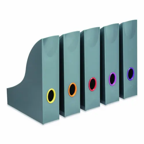 Durable® VARICOLOR Plastic Magazine Racks, Gray/Multicolor, 5/Pack