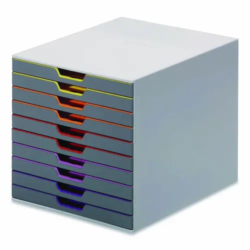 Durable® VARICOLOR Stackable Plastic Drawer Box, 10 Drawers, Gray