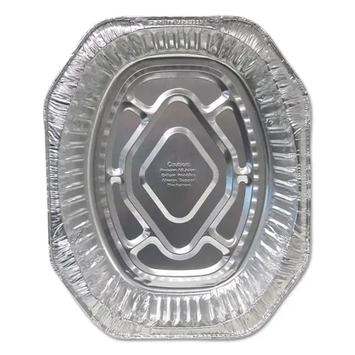 Durable Packaging Aluminum Roaster Pans, Extra-Large Oval, 230 oz, Silver, 100/Carton