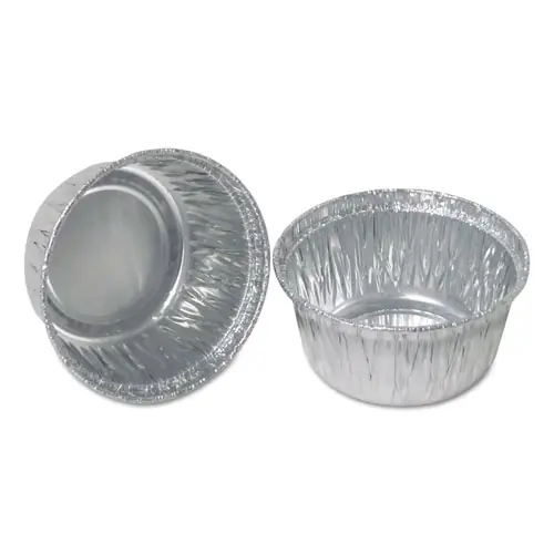 Durable Packaging Aluminum Round Containers, 4 oz, 3" Diameter x 1.56" h, Silver, 1,000/Carton
