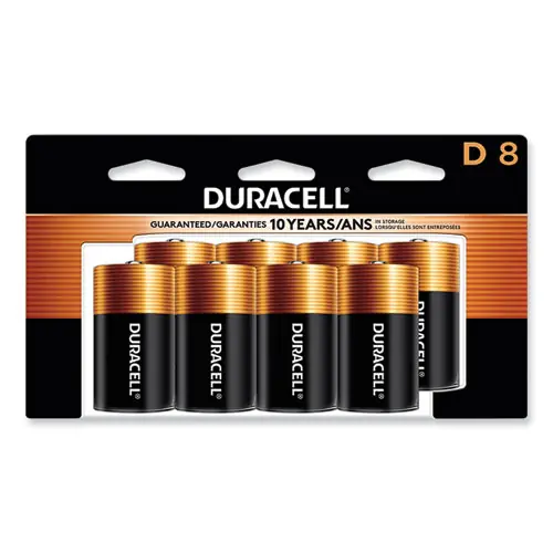 Duracell® CopperTop Alkaline D Batteries, Peggable Retail Pack, 8/Pack