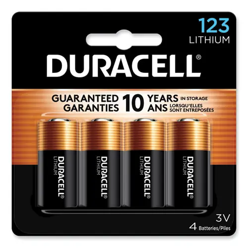 Duracell® Specialty High-Power Lithium Batteries, 123, 3V, 4/Pack