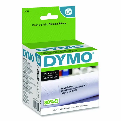 DYMO® LabelWriter Address Labels, 1.4" x 3.5", White, 260 Labels/Roll, 2 Rolls/Pack