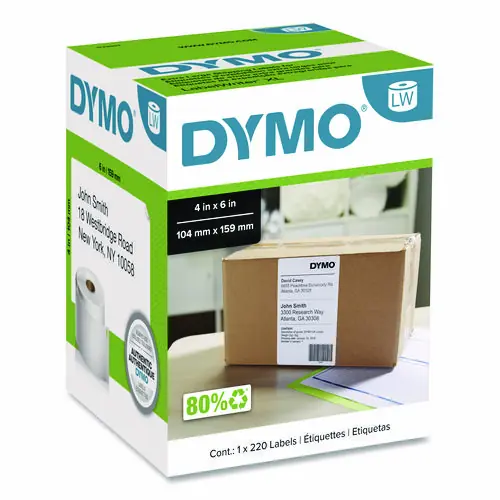 DYMO® LabelWriter Shipping Labels, 4" x 6", White, 220 Labels/Roll