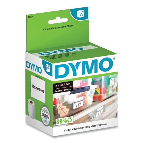 DYMO® LW Multipurpose Labels, 2.75" x 2.12", White, 320 Labels/Roll