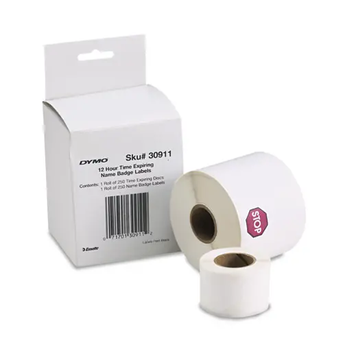 DYMO® Visitor Management Time-Expiring Name Badges, Adhesive, 2.25" x 4", 250 Labels/Box