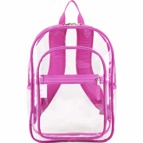 Eastsport® Clear with Color Trim Backpack, Clear/Pink, 11.5" x 5" x 16.5"