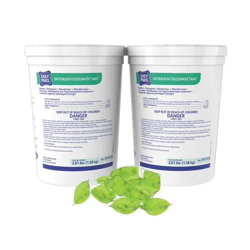 Easy Paks® Detergent/Disinfectant, Lemon Scent, 0.5 oz Packet, 90/Tub, 2 Tubs/Carton