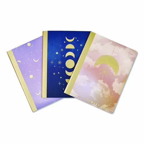Eccolo Celestial Body Composition Book, Medium/College Rule, Assorted Cover Colors and Designs, 80 Sheets, 9.75 x 7.5, 3/Pack