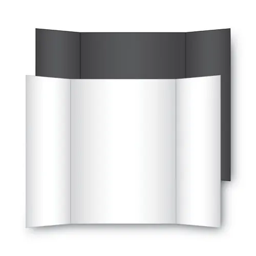 Eco Brites Two Cool Tri-Fold Poster Board, Black/White, 36" x 48", 6/Carton