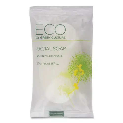 Eco By Green Culture Facial Soap Bar, Clean Scent, 0.71 oz, 500/Carton