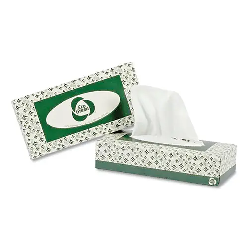 Eco Green® Recycled 2-Ply Facial Tissue, White, 150 Sheets/Box, 20 Boxes/Carton