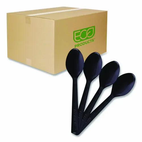 Eco-Products® 100% Recycled Content Cutlery, Spoon, Plastic, Black, 50/Pack, 20 Pack/Carton