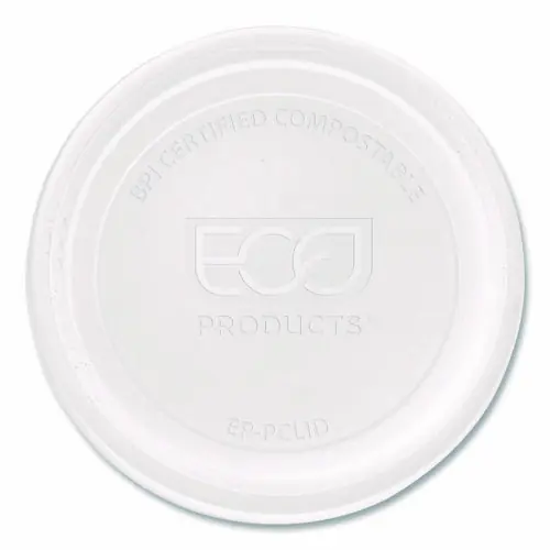 Eco-Products® Compostable Clear PLA Plastic Portion Cup Lids, Fits 2 oz to 4 oz Portion Cups, Clear, 2,000/Carton