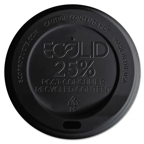 Eco-Products® EcoLid 25% Recycled Content Hot Cup Lid, Black, 100/Pack, 10 Packs/Carton