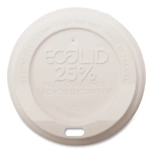 Eco-Products® EcoLid 25% Recycled Content Hot Cup Lid, Fits 8 oz Hot Cups, Plastic, White, 100/Pack, 10 Packs/Carton