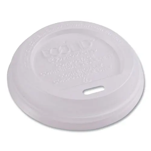 Eco-Products® EcoLid Renewable/Compostable Hot Cup Lids, Fits 8 oz Hot Cups, White, 50/Pack, 16 Packs/Carton