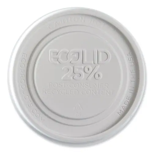 Eco-Products® Evolution World EcoLid 25% Recycled Food Container Lid, Fits 12 to 32 oz Containers, White, Plastic, 500/Carton
