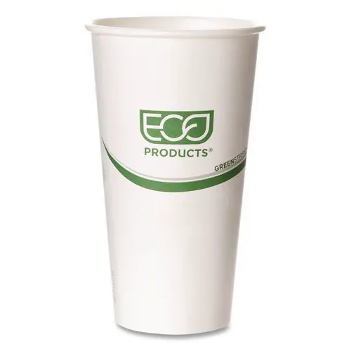 Eco-Products GreenStripe Hot Cups, 20 oz, Paper, White, 50/Pack, 20 Packs/Carton