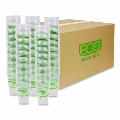Eco-Products® GreenStripe PLA Cold Cups, 10 oz, Plastic, Clear, 1,000/Carton
