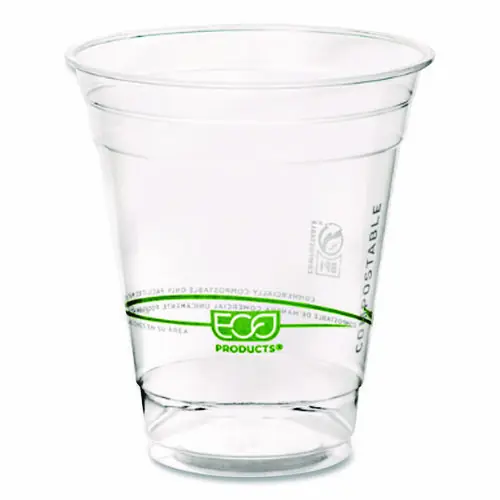 Eco-Products® GreenStripe Renewable and Compostable Cold Cups, 12 oz, Plastic, Clear, 50/Pack