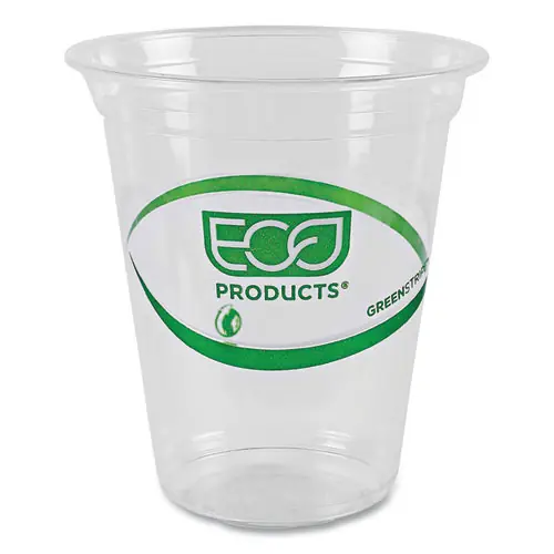 Eco-Products® GreenStripe Renewable and Compostable Cold Cups, 16 oz, Plastic, Clear, 50/Pack, 20 Packs/Carton