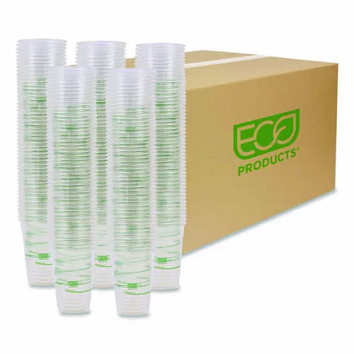 Eco-Products® GreenStripe Renewable and Compostable Cold Cups Convenience Pack, 16 oz, Plastic, Clear, 50/Pack
