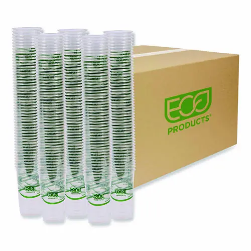Eco-Products® GreenStripe Renewable and Compostable PLA Cold Cups, 24 oz, Clear, 50/Pack, 20 Packs/Carton