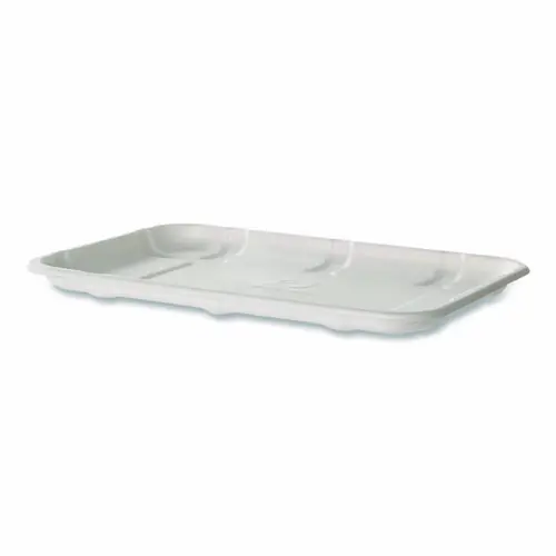 Eco-Products® Meat and Produce Food Trays, 8.5 x 6.2 x 0.5, White, Sugarcane Fiber, 400/Carton