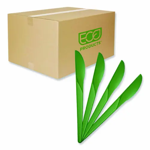 Eco-Products® Plantware Compostable Cutlery, Knife, Plastic, Green, 1,000/Carton