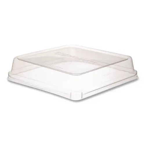 Eco-Products® Renewable and Compostable Clear Plastic Lids, 7.86" x 7.86" x 1.64", 200/Carton