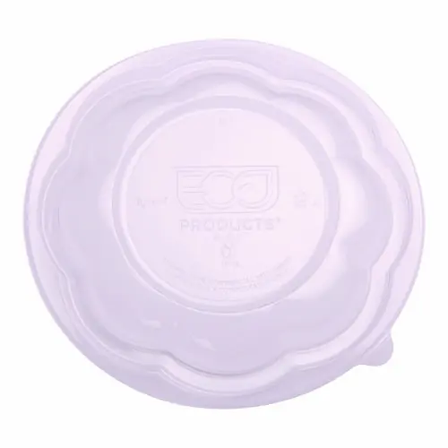 Eco-Products® Renewable and Compostable Salad Bowl Lids, Clear Plastic, Fits 24, 32, and 48 oz Bowls, 300/Carton