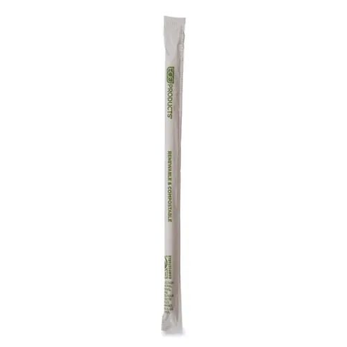 Eco-Products® Renewable and Compostable PHA Straws, 10.25", Natural White, 1,250/Carton