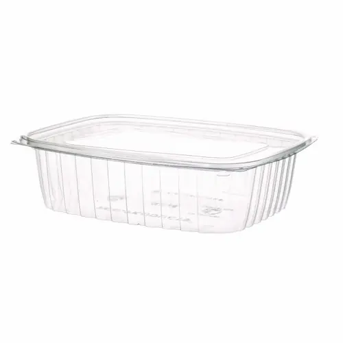 Eco-Products® Renewable and Compostable Rectangular Deli Containers with Lid, 48 oz, Clear, Plastic, 50/Pack, 4 Packs/Carton