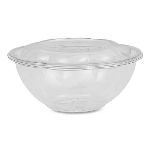 Eco-Products® Renewable and Compostable Salad Bowls with Lids, 24 oz, Clear, Plastic, 50/Pack, 3 Packs/Carton