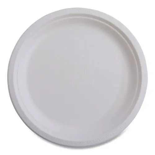 Eco-Products® Vanguard Renewable and Compostable Sugarcane Plates, 6" dia, White, 1,000/Carton