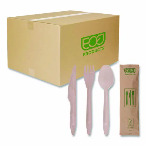 Eco-Products® Wood Cutlery, General Purpose, Fork/Knife/Napkin/Spoon, Natural, 500/Carton