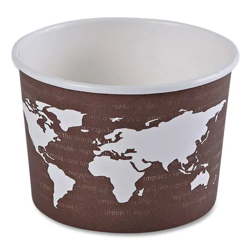 Eco-Products® World Art Renewable and Compostable Food Container, 8 oz, Brown, Paper
