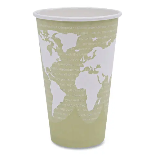Eco-Products® World Art Renewable and Compostable Hot Cups, 16 oz, Paper, Tan, 50/Pack, 20 Packs/Carton