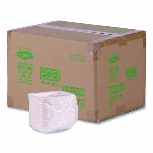 Eco-Products® WorldView Vanguard Rectangular Container, 12 oz, Sugarcane Fiber, White, 400/Carton