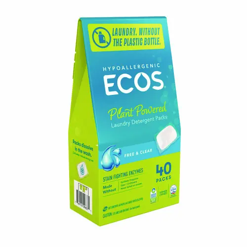 ECOS® Laundry Detergent Packs, Free and Clear, 40/Pack