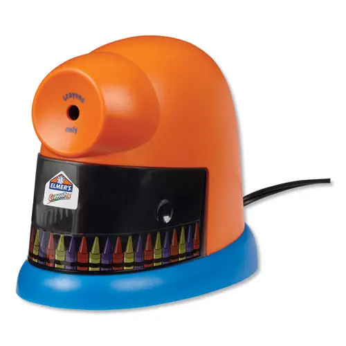 Elmer's® CrayonPro Electric Sharpener, School Version, AC-Powered, Orange/Blue