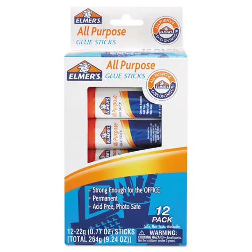 Elmer's® Disappearing Glue Stick, 0.77 oz, 12/Pack