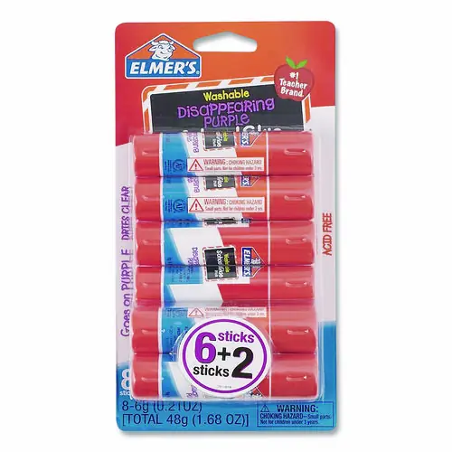 Elmer's® Disappearing Purple School Glue Stick, 0.21 oz, 8/Pack