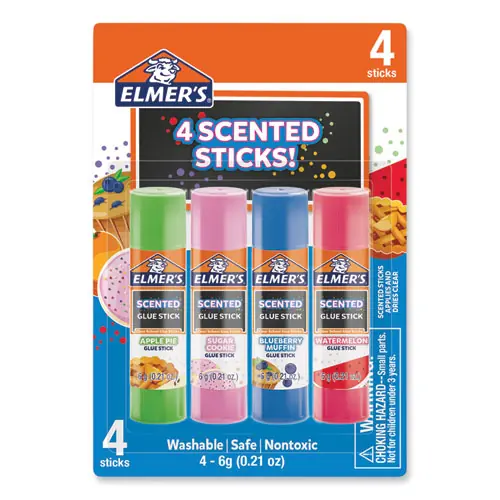 Elmer's® Scented Glue Sticks, 0.21 oz, Assorted Colors and Scents, 4-Pack
