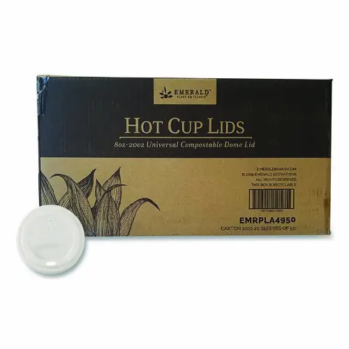 Emerald™ Plant to Plastic Fully Closed PLA Hot Cup Lid, White, 50/Pack, 20 Packs/Carton
