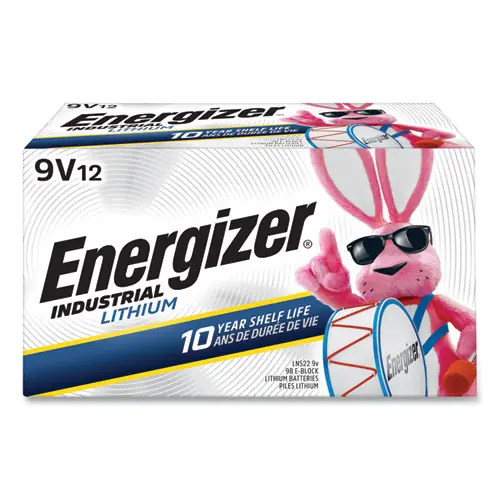 Energizer® Industrial Lithium 9V Battery, 9 V, 12/Box