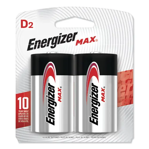 Energizer® MAX Alkaline D Batteries, 1.5 V, 2/Pack