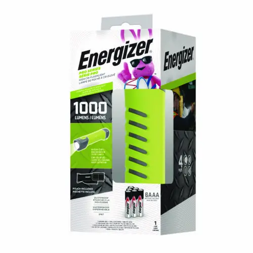 Energizer® Pro Series Handheld High CRI Flashlight, Rechargeable Lithium Ion/6 AAA Batteries Included, Gray/Green